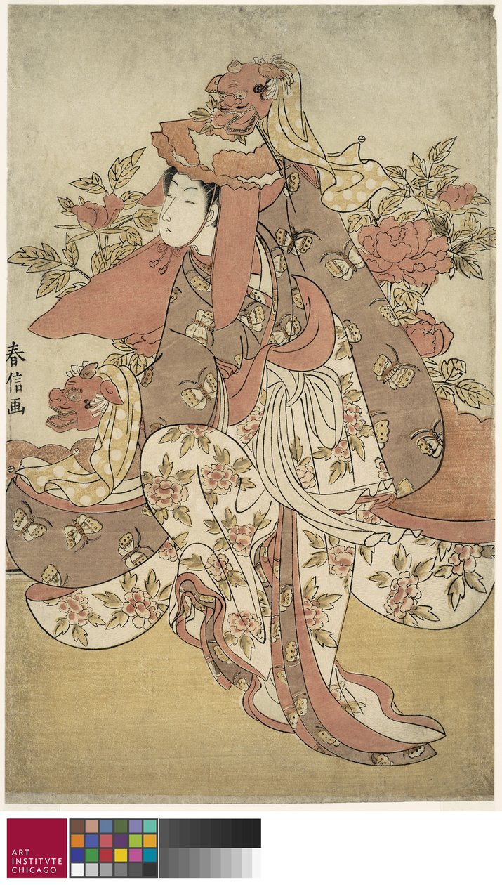 La danza del león de Suzuki Harunobu