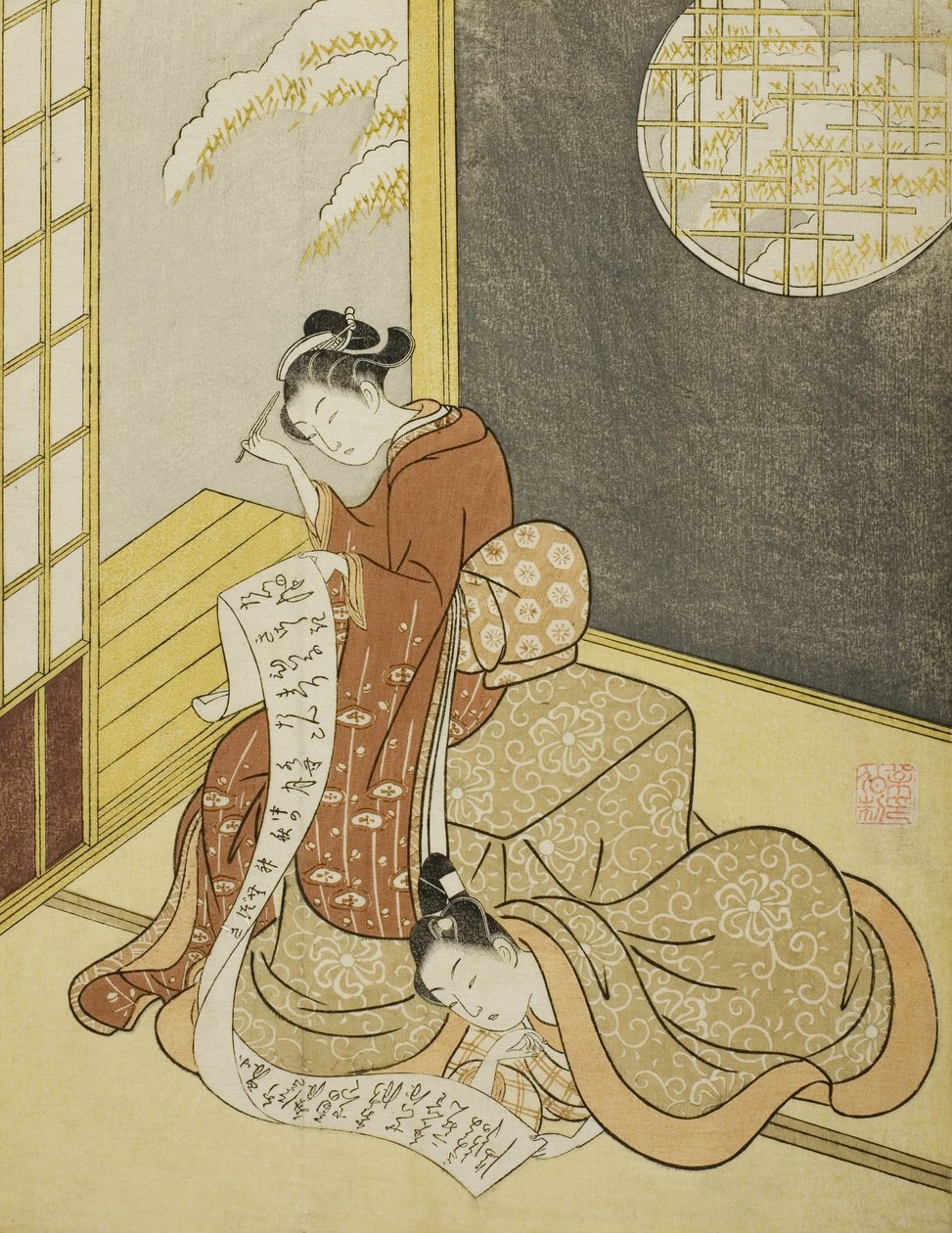 La carta de amor, 1765 de Suzuki Harunobu
