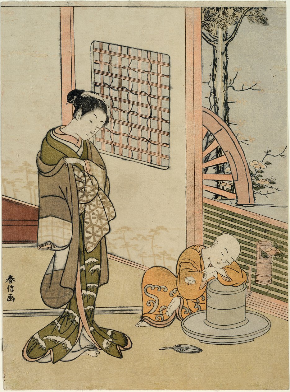 El chico del té dormido (parodia de Hokaso) de Suzuki Harunobu