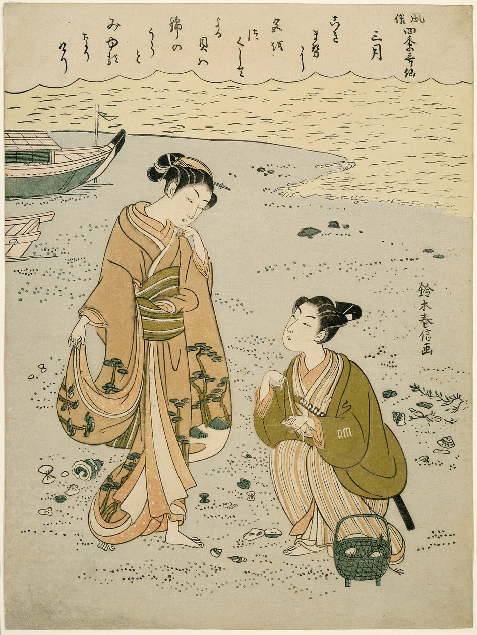 El tercer mes (Sangatsu), de la serie "Versiones populares de poetas inmortales en cuatro estaciones (Fuzoku shiki kasen)" de Suzuki Harunobu