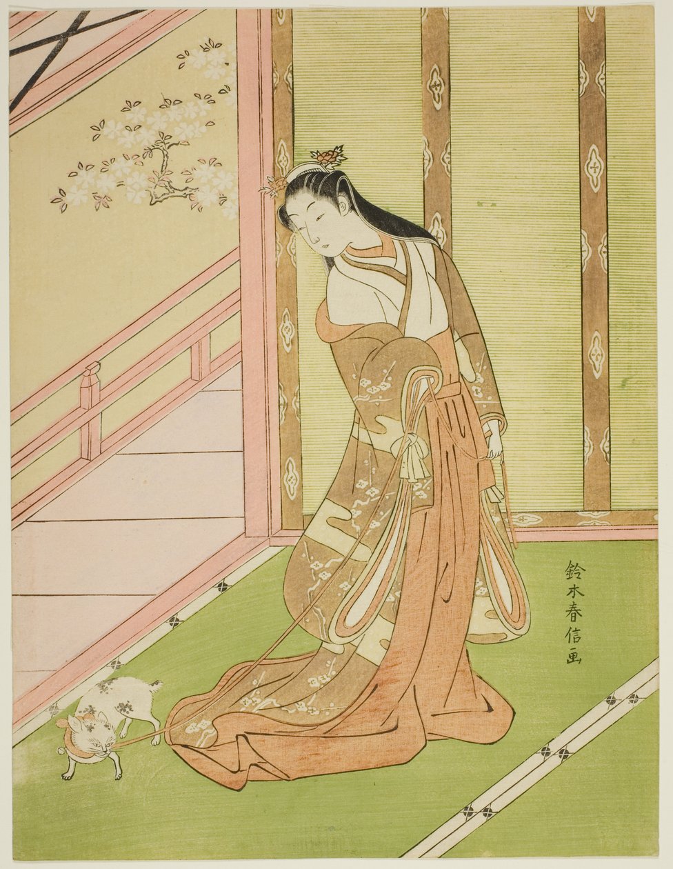 La tercera princesa y su gato mascota de Suzuki Harunobu