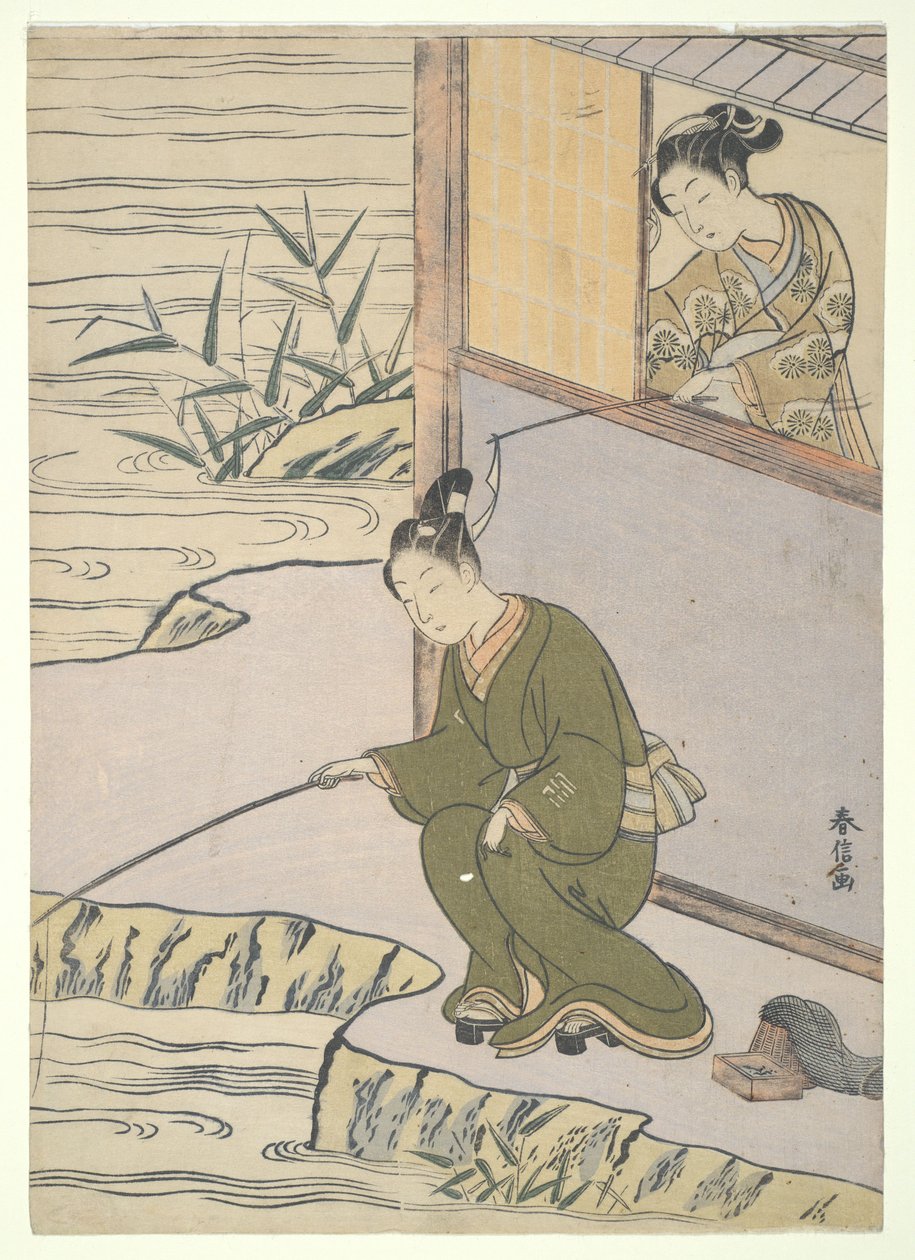 Hacer cosquillas al pescador de Suzuki Harunobu