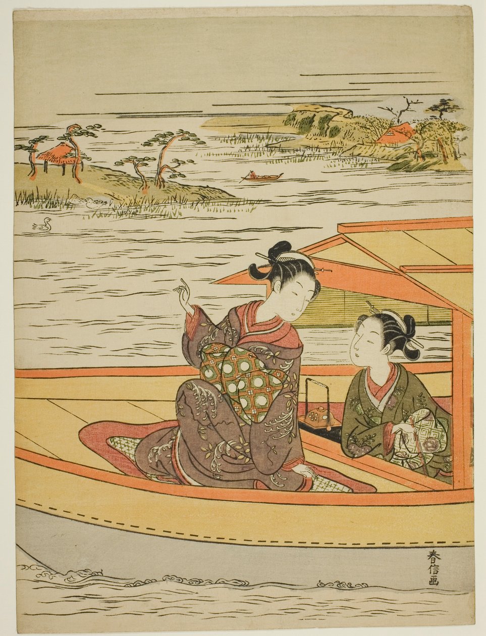 Dos bellezas en un bote de Suzuki Harunobu
