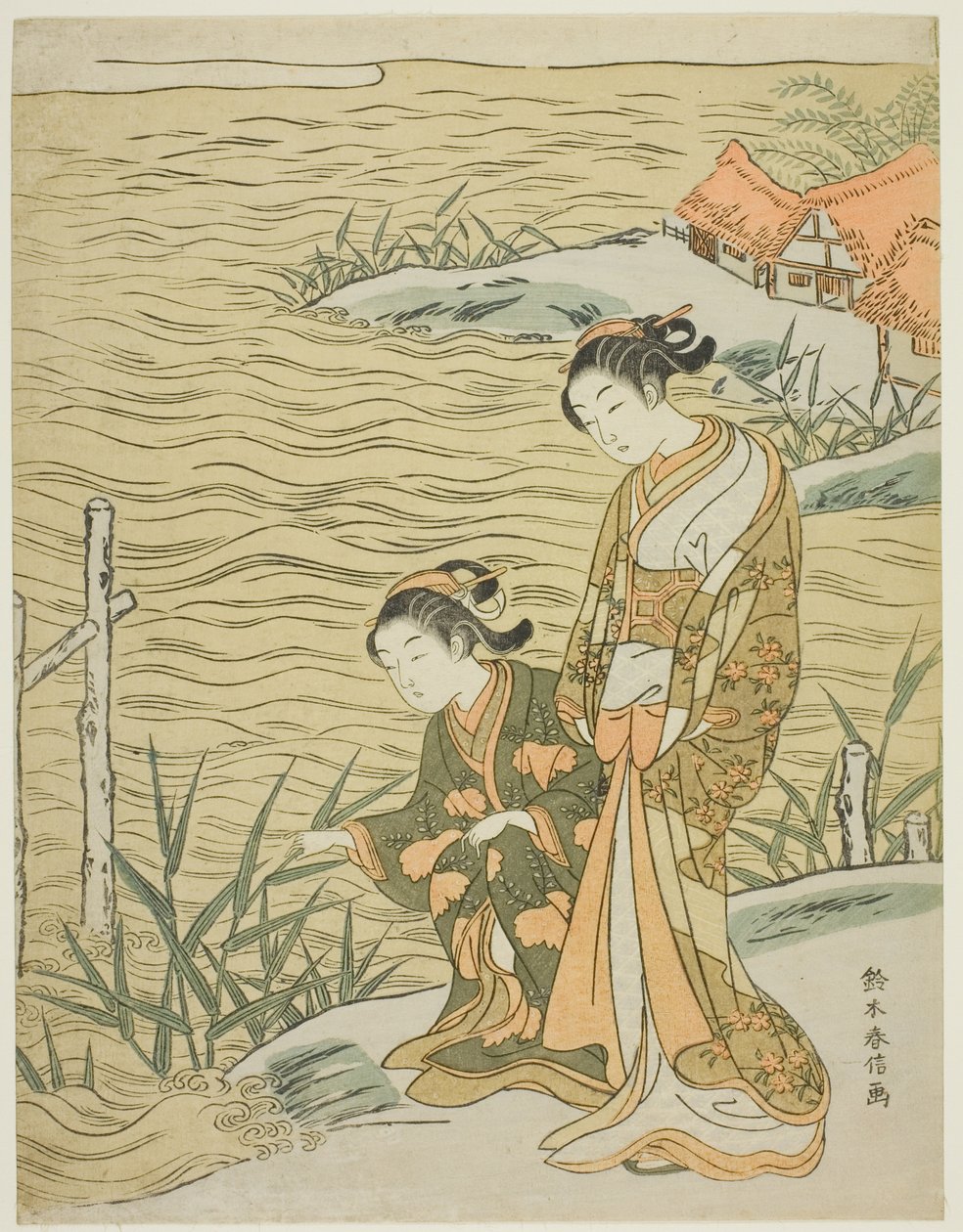 Dos mujeres a la orilla del agua de Suzuki Harunobu