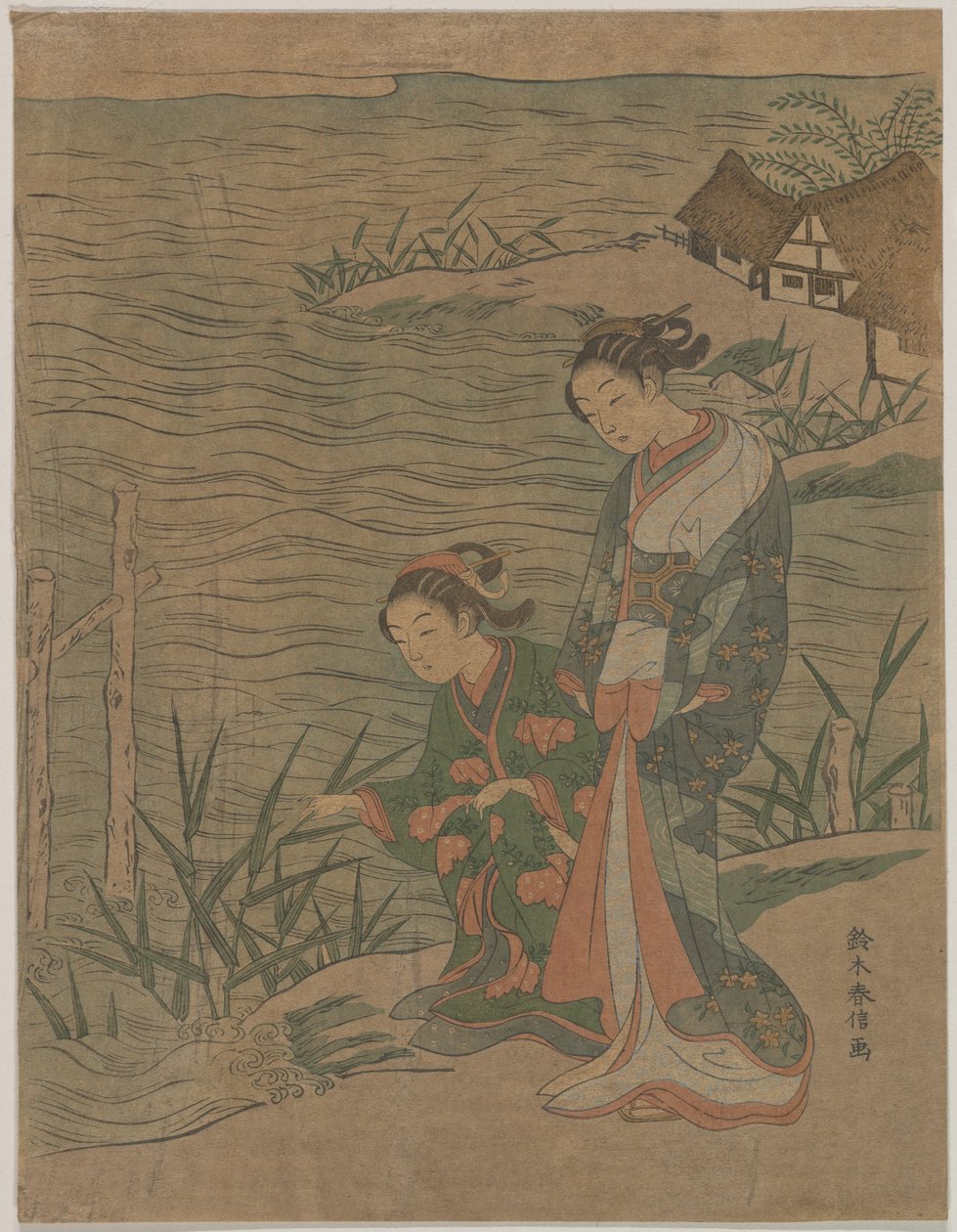 Dos jóvenes damas en la orilla de Suzuki Harunobu
