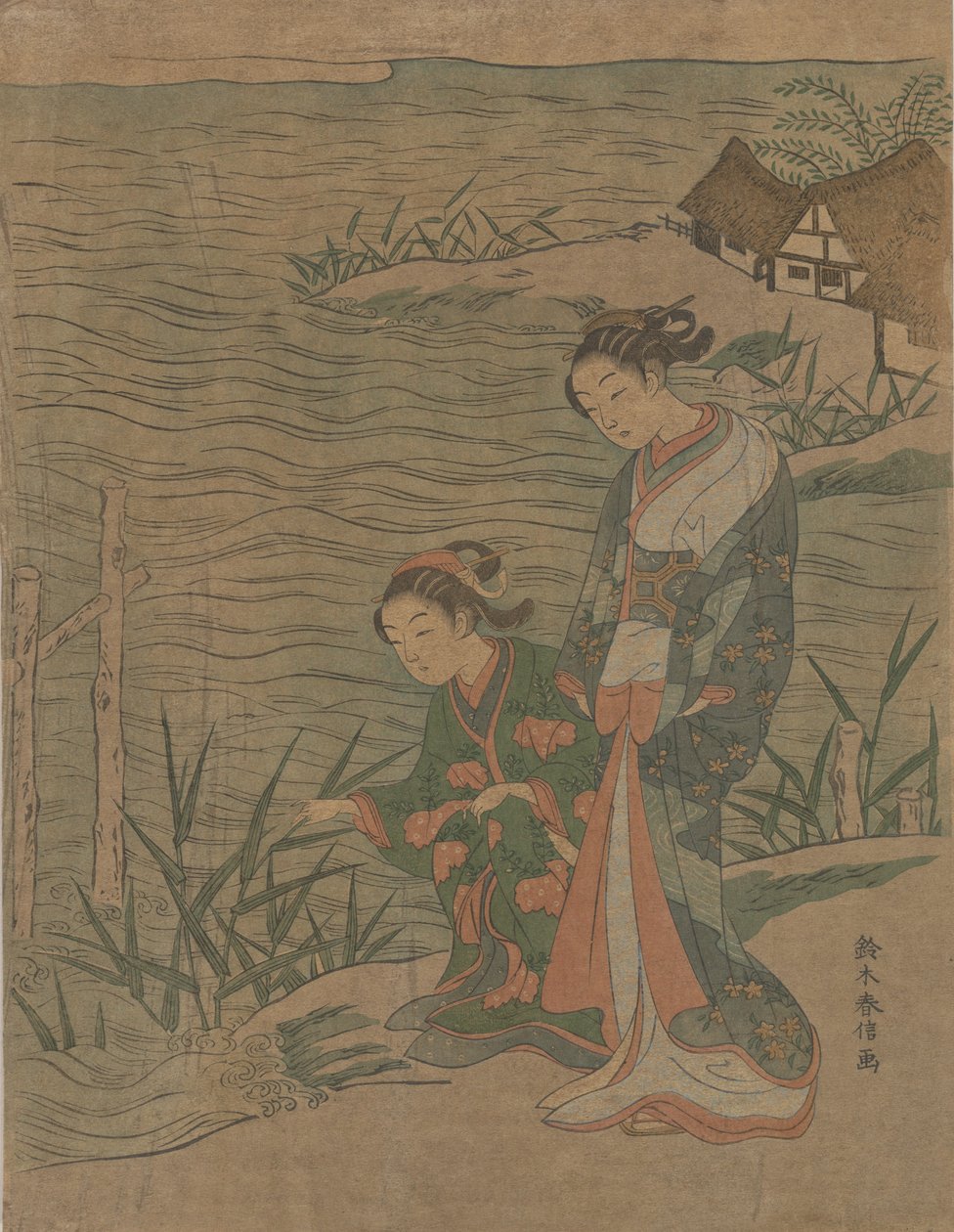Dos señoritas en la orilla, ca. 1768 de Suzuki Harunobu