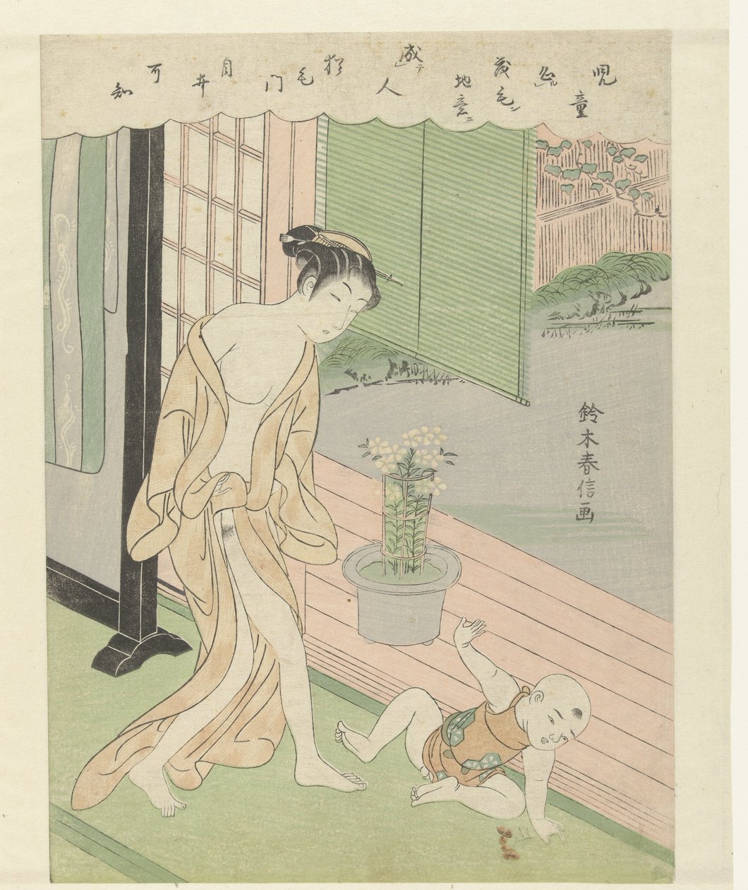 esposa e hijo travieso de Suzuki Harunobu