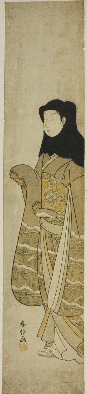 Mujer con Capucha Negra de Suzuki Harunobu