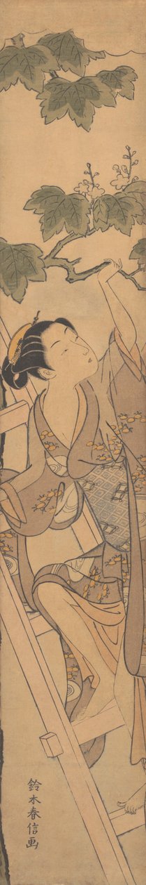 Joven Mujer Subiendo una Escalera de Suzuki Harunobu