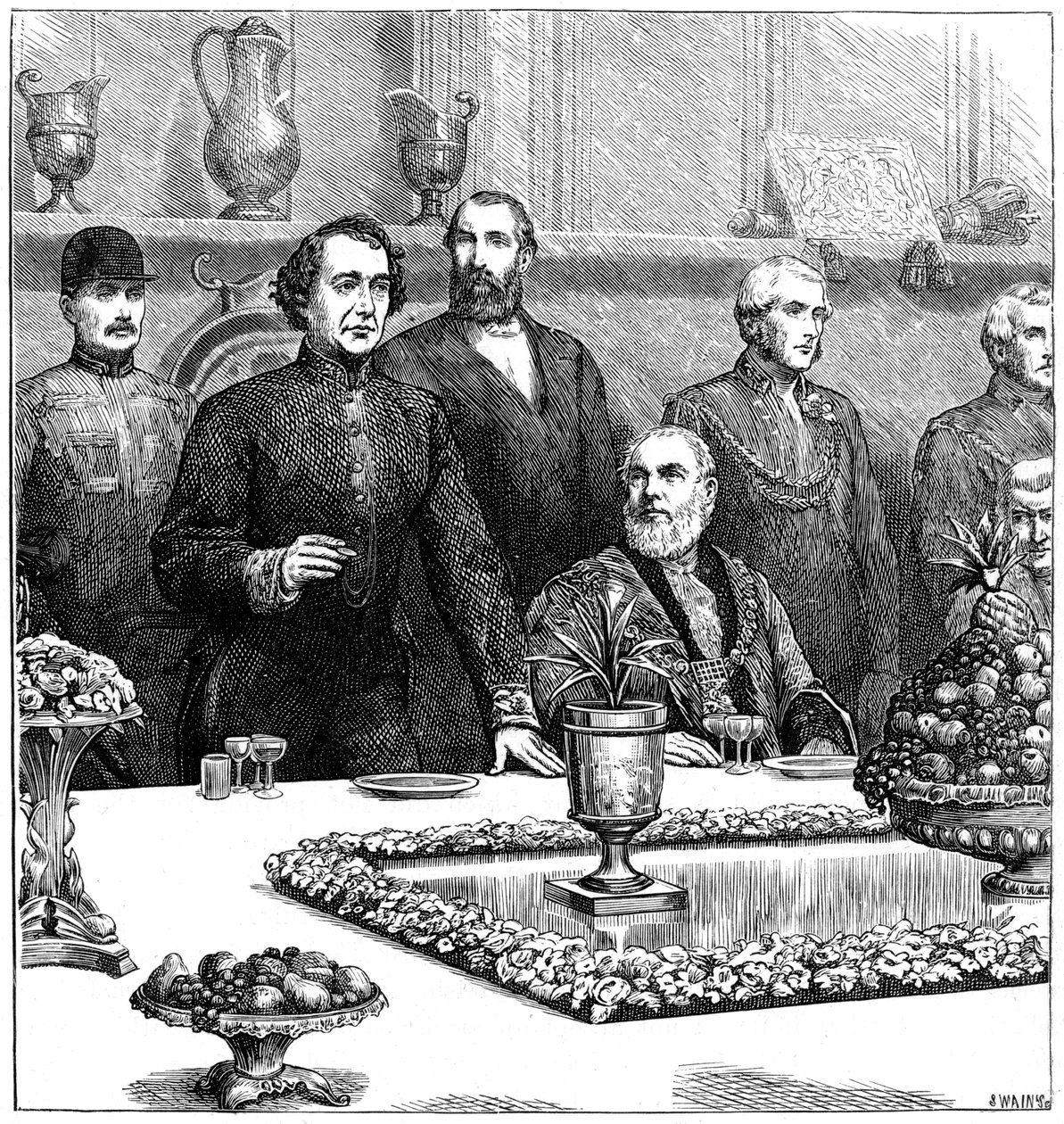 Lord Beaconsfield en un banquete en el Guildhall de Swain