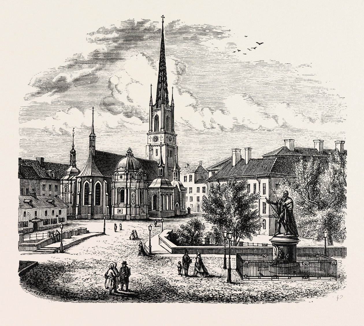 Iglesia de Riddarholmen, Riddarholmskyrka, Estocolmo, Suecia (grabado) de Swedish School