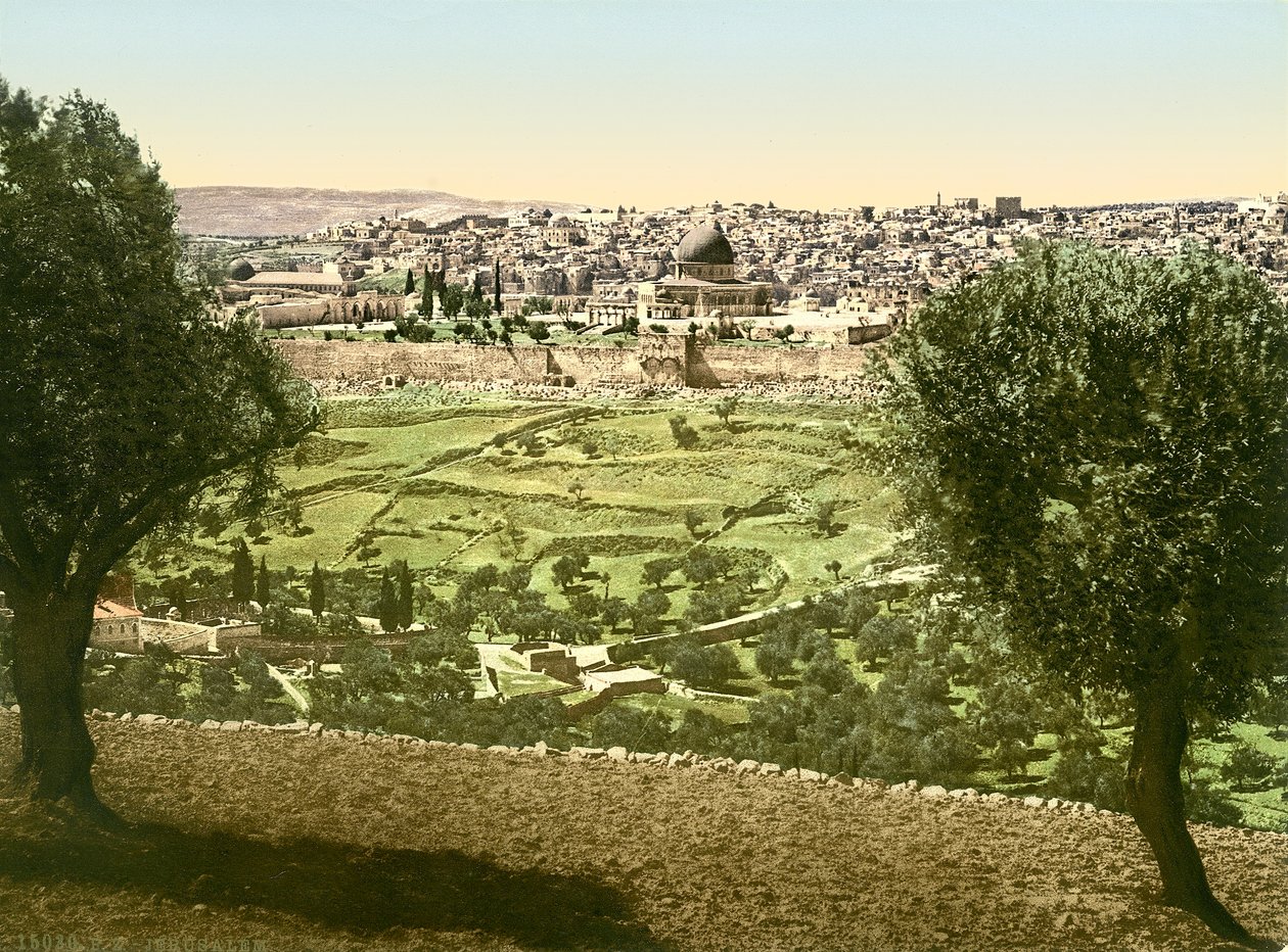 Vista general de Jerusalén desde el este, c.1880-1900 de Swiss Photographer