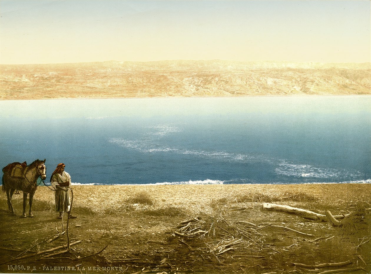 Vista del Mar Muerto mirando hacia el este hacia Moab, c.1880-1900 de Swiss Photographer
