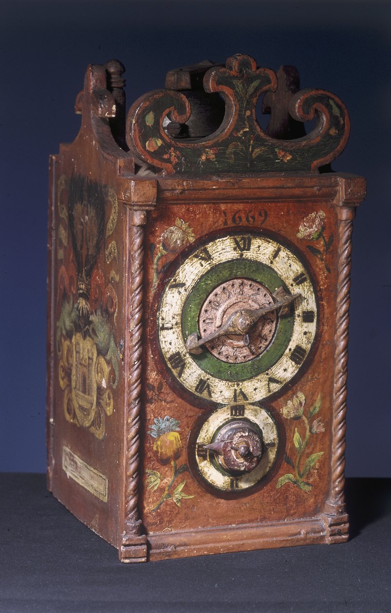 Reloj de alarma doméstico, 1669 de Swiss School