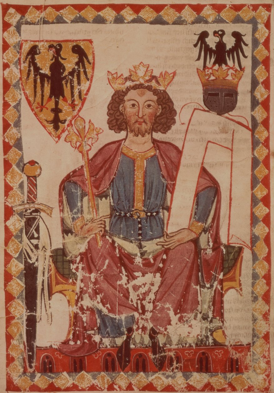 Rey Enrique, ilustración del Códice Manesse, una colección de canciones de amor cortés, probablemente de Zúrich, c.1300-20 de Swiss School