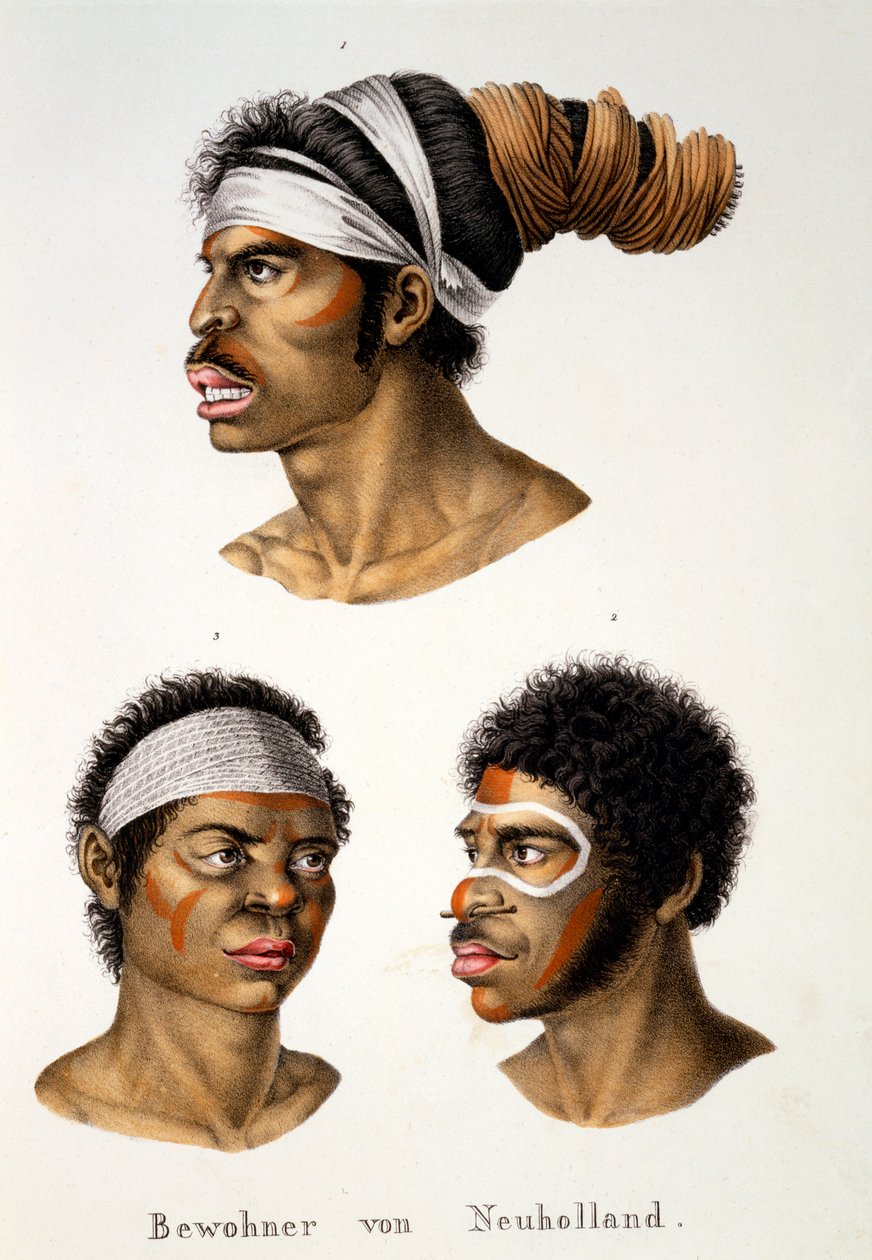 Nativos de Nueva Holanda (Australia), del Estudio etnológico de varios tipos raciales de varios continentes, por C.I. Brodtmann, 1824 de Swiss School
