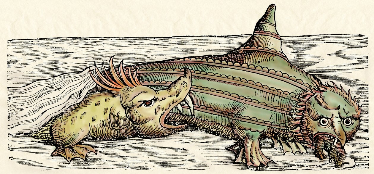 Criaturas marinas, ilustración de "Historiae Animalium" de Conrad Gesner de Swiss School
