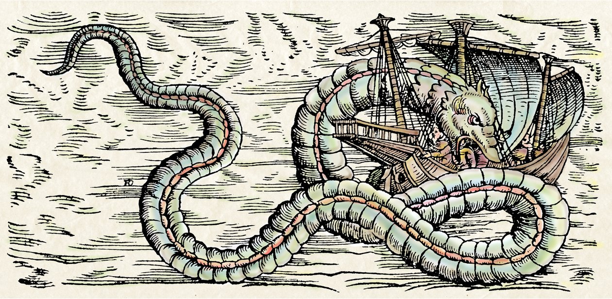 Monstruo marino, ilustración de "Historiae Animalium" de Conrad Gesner de Swiss School