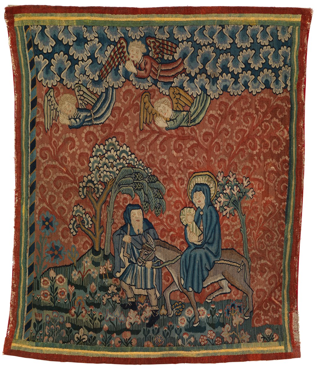 Tapiz que representa la Huida a Egipto, probablemente realizado en el convento de Gnadental, Basilea de Swiss School