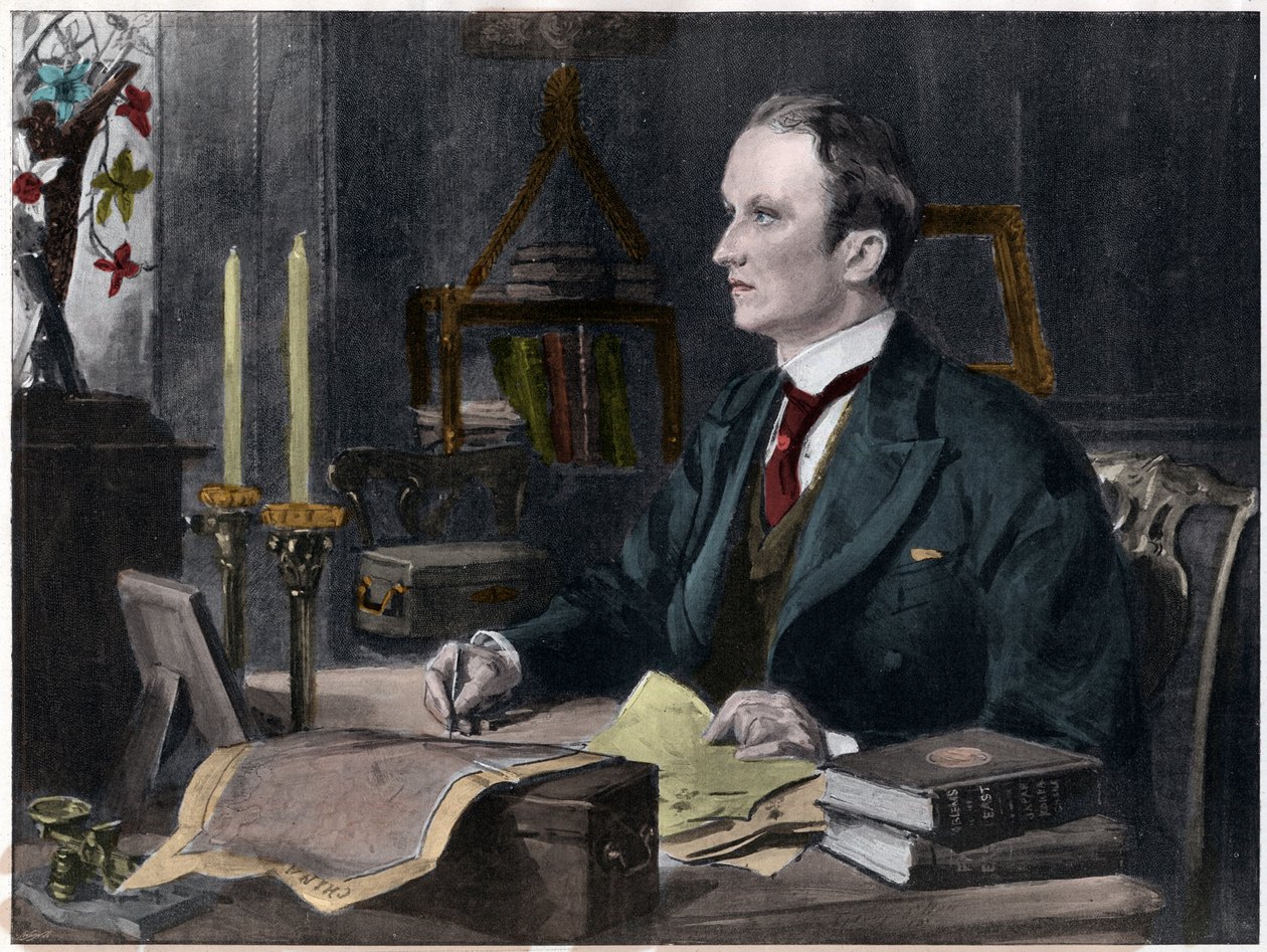 Retrato de George Curzon, 1er Marqués Curzon de Kedleston (1859-1925) virrey de la India, 1898 de Sydney Prior after Hall