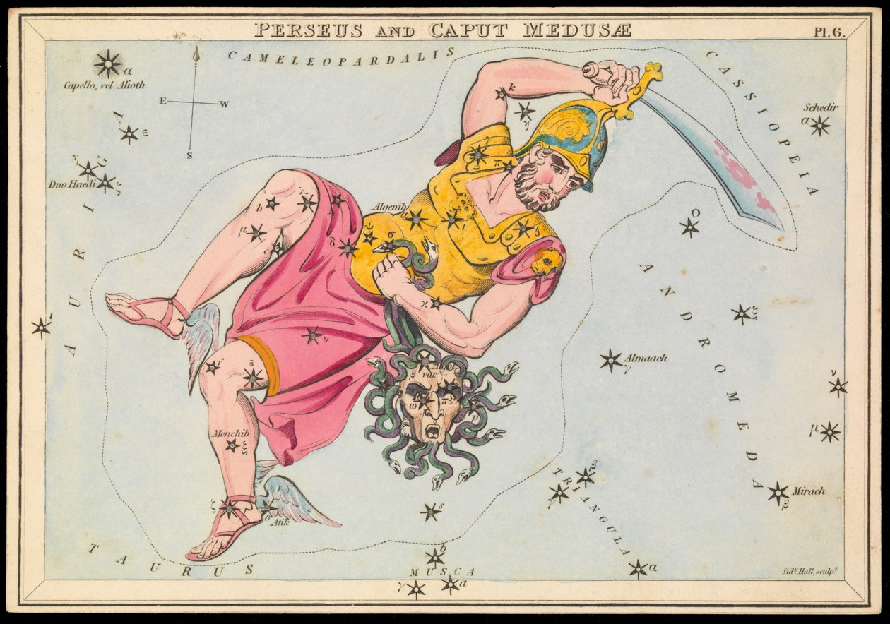 Perseo y Caput Medusae, c.1825 (cartulina, papel, tejido ) de Sydney Hall