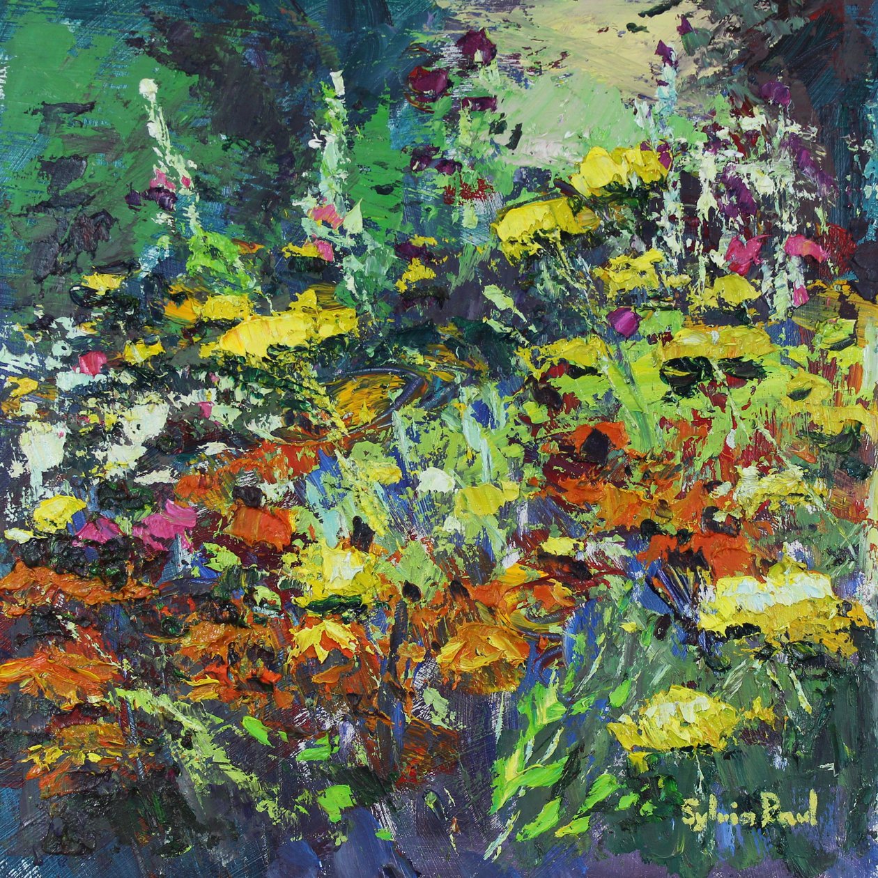 Sunny Garden Colours, 2021 (óleo sobre lienzo) de Sylvia Paul