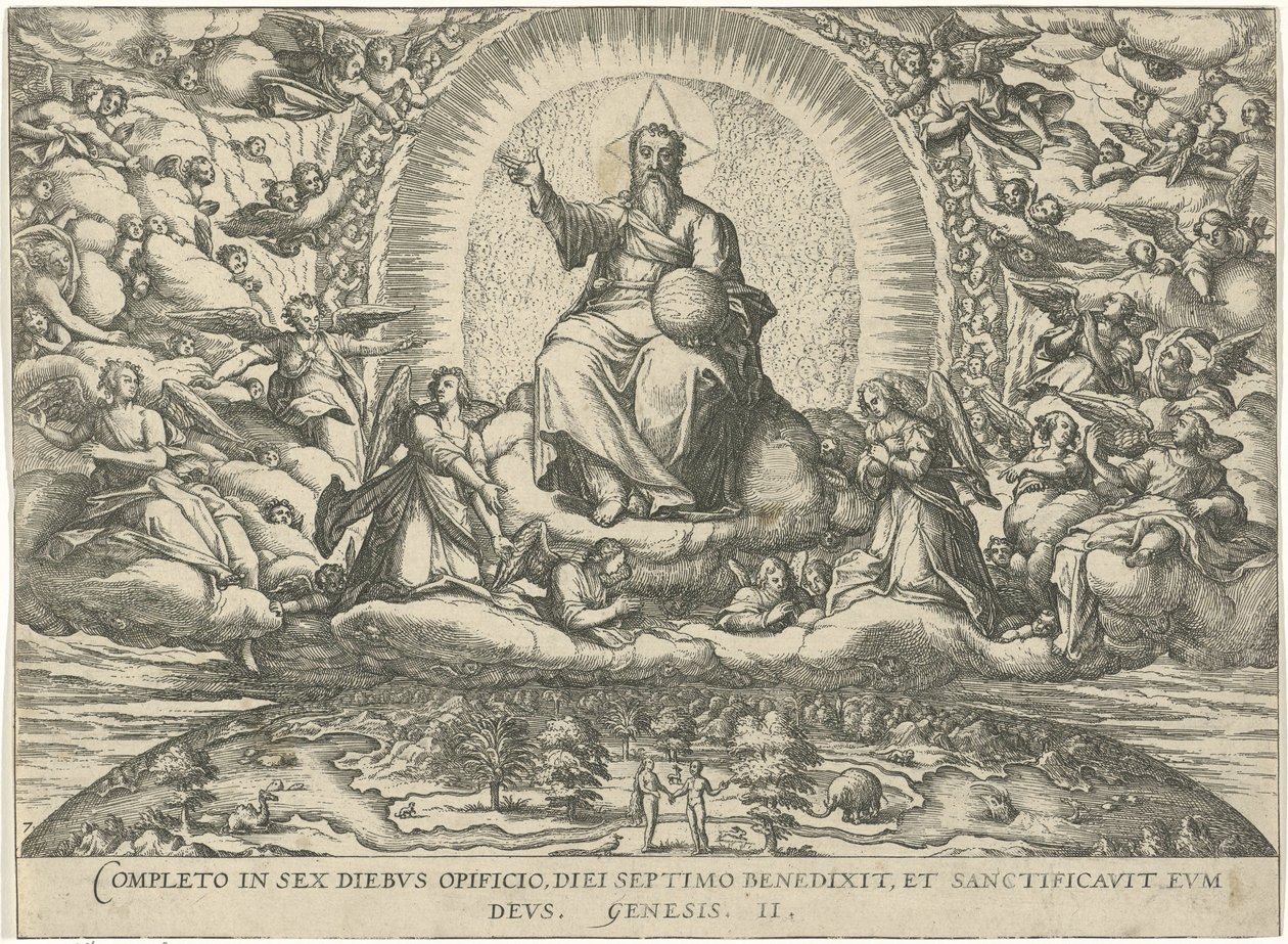 Dios moho op de zevende dag Figuras e imágenes de libros (título de la serie) de Symon Novelanus (attributed to)