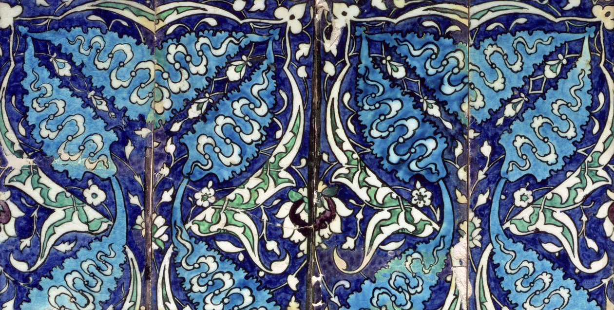 Azulejos de un friso con motivo floral (cerámica) de Syrian School
