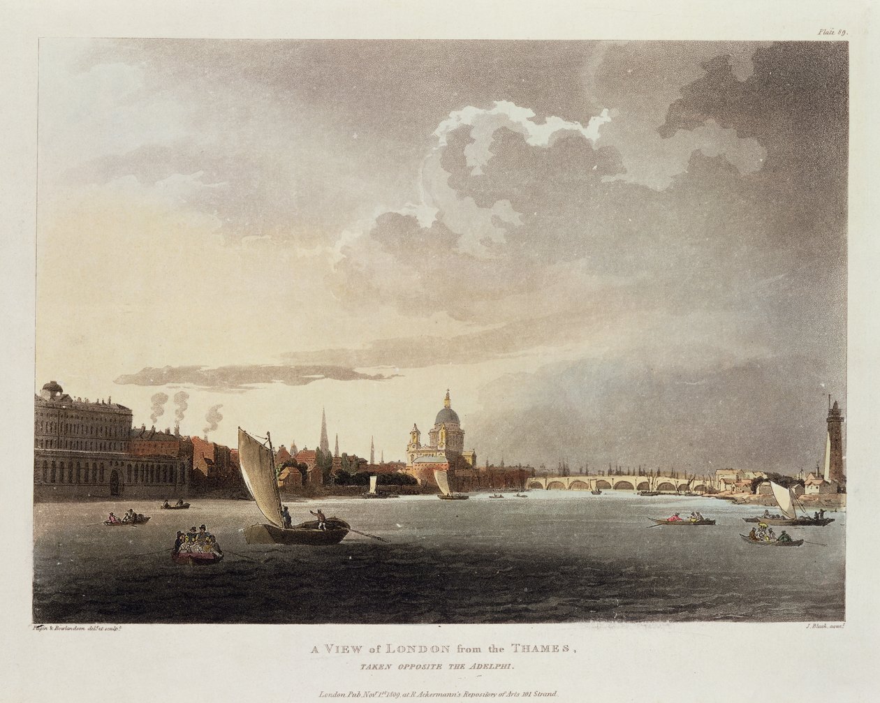 Una vista de Londres desde el Támesis, 1809 de Pugin and Rowlandson