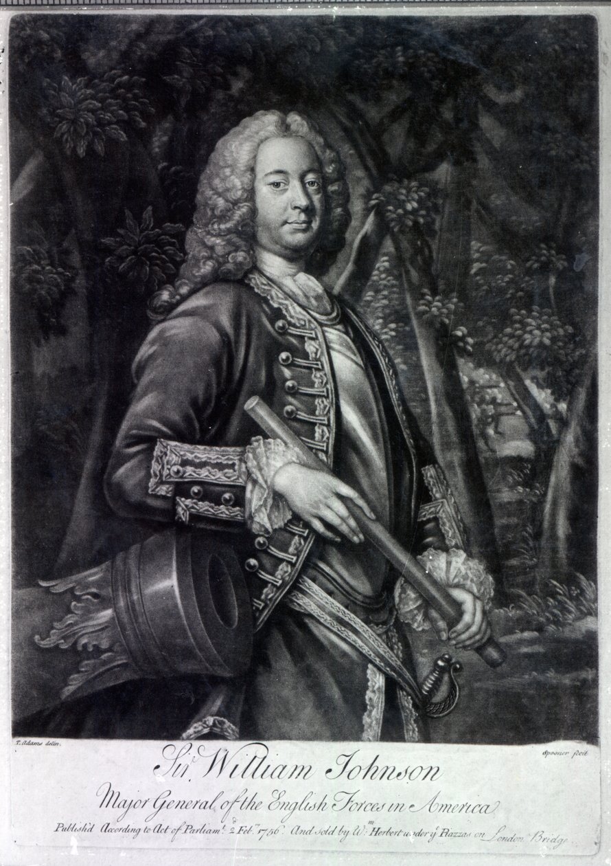Sir William Johnson, grabado por Charles Spooner, 1756 de T. Adams