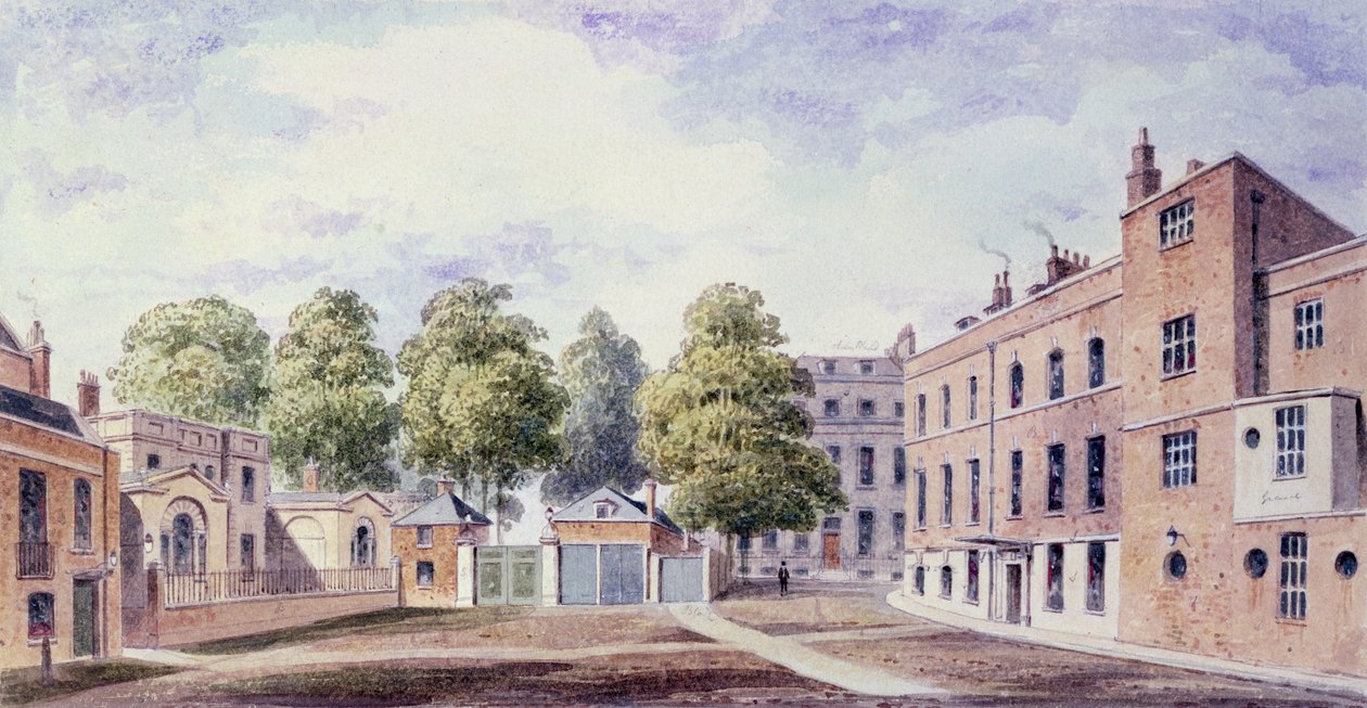 Vista del patio de Whitehall, 1828 de T. Chawner