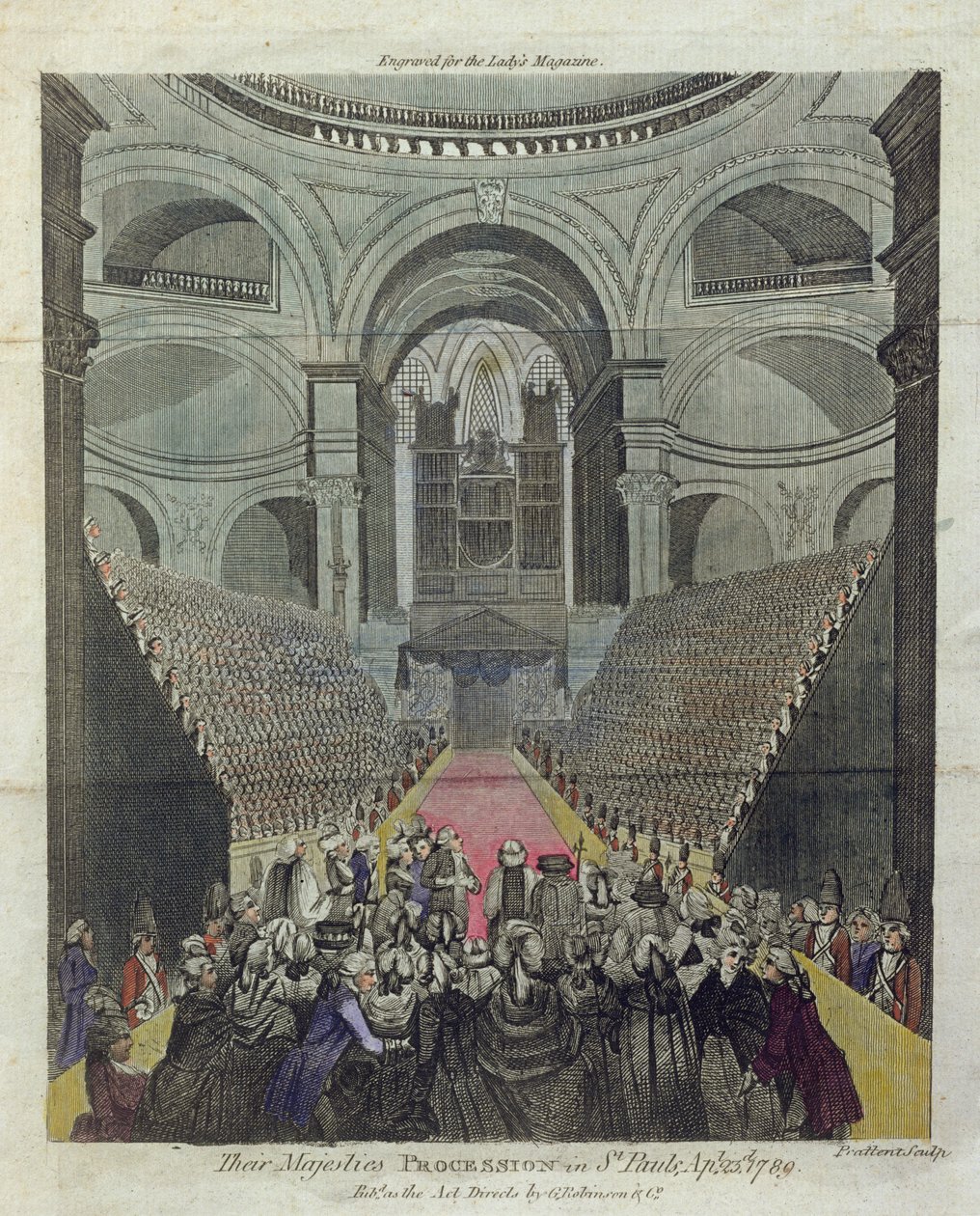Interior de la Catedral de San Pablo durante el Servicio de Acción de Gracias por la recuperación del Rey Jorge III (1738-1820) 23 de abril de 1789 de T. Prattent