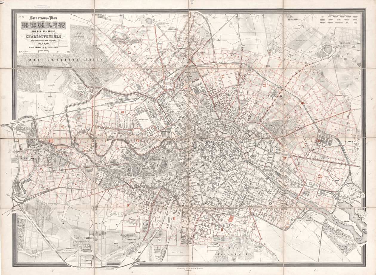 Plano de situación de Berlín con el suburbio y Charlottenburg, recién levantado y dibujado por Sineck de T. Sineck