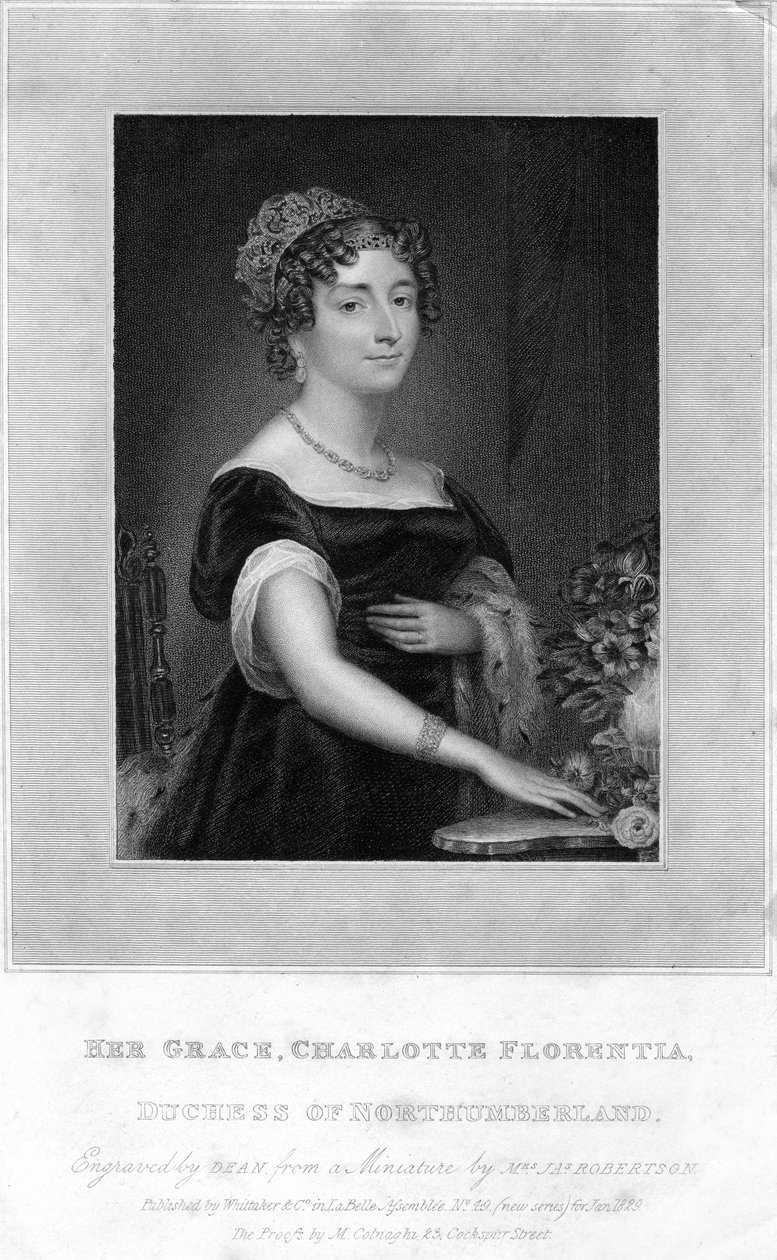 Su Gracia Charlotte Florentia, Duquesa de Northumberland, 1829 de T. A. Dean