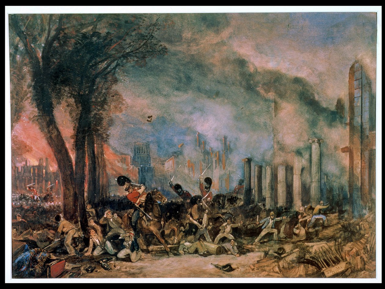 Carga de los 3º Dragones en Queen Square, Bristol, lunes 31 de octubre de 1831 de T. L. and Muller William J. Rowbotham