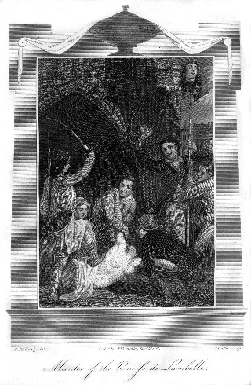 Asesinato de la Princesa de Lamballe, 1816 de T. Wallis