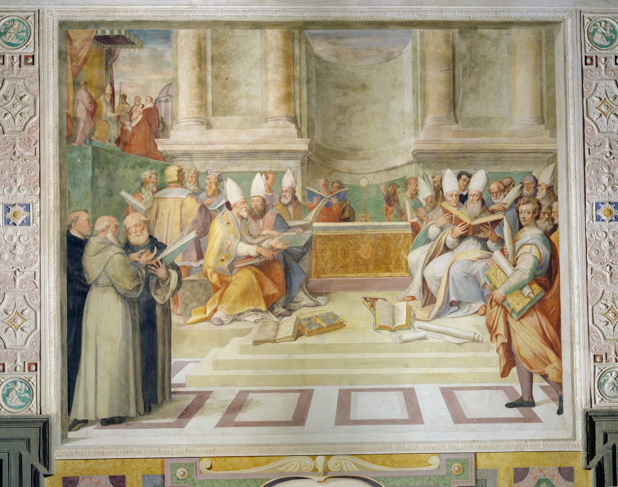 Proclamación del Concilio de Trento en 1546 para reformar la disciplina cristiana, en la Cámara del Consejo de Federico Zuccaro