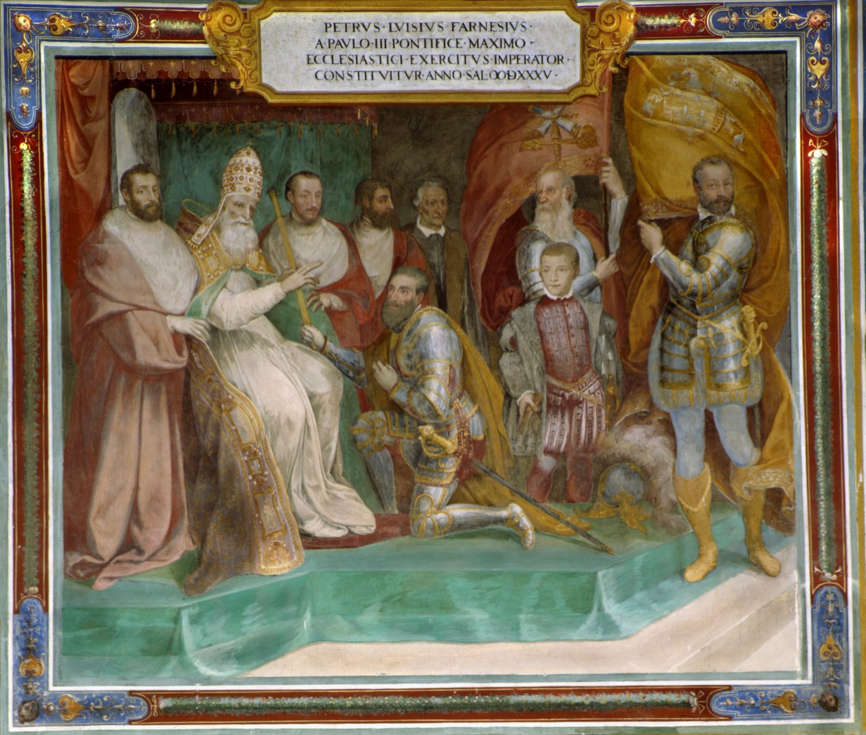 Pier Luigi Farnese nombrado Comandante del Ejército Pontificio por su padre el Papa Pablo III de Taddeo Zuccari