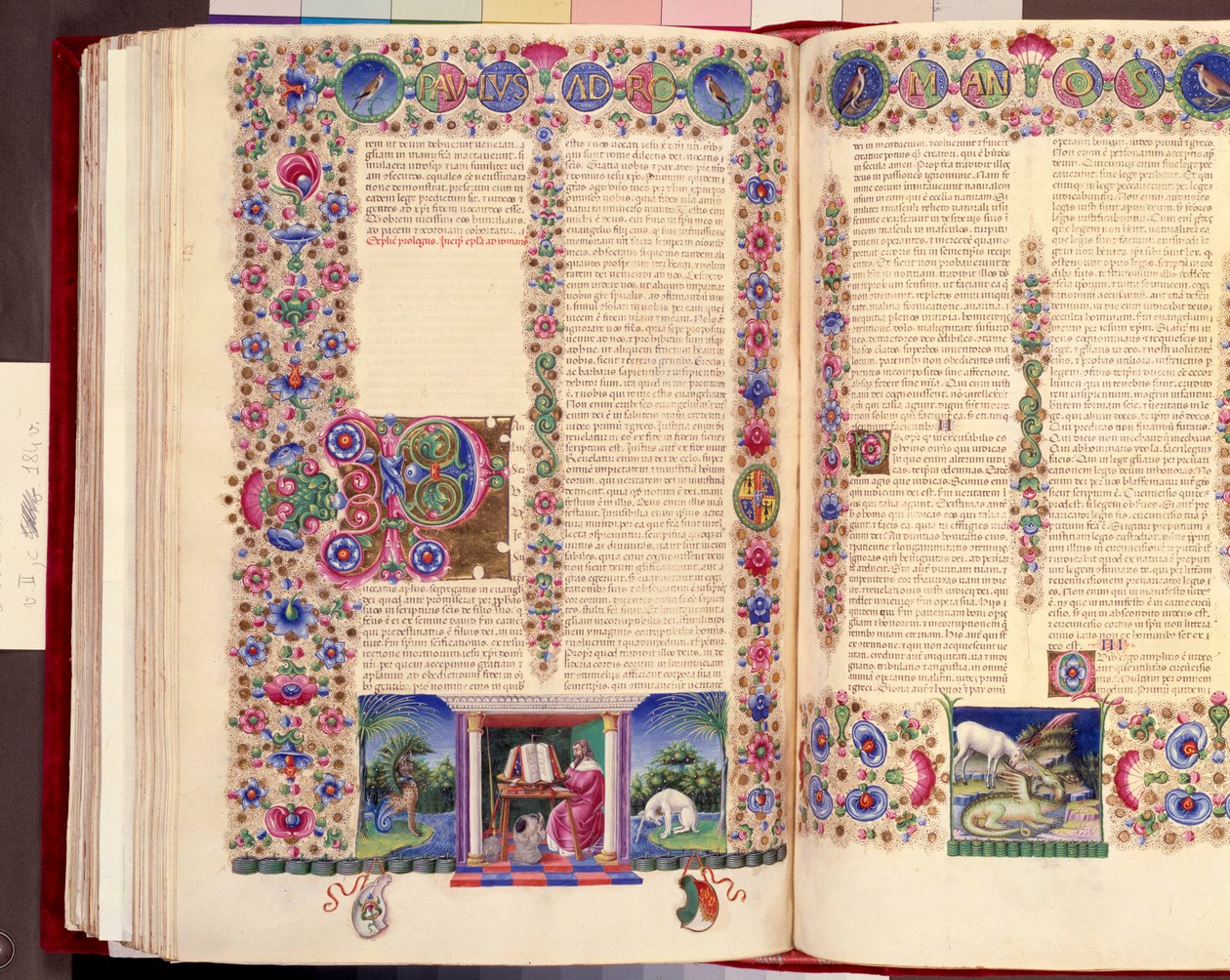 Epístola de San Pablo a los Romanos, ilustración de doble folio de 