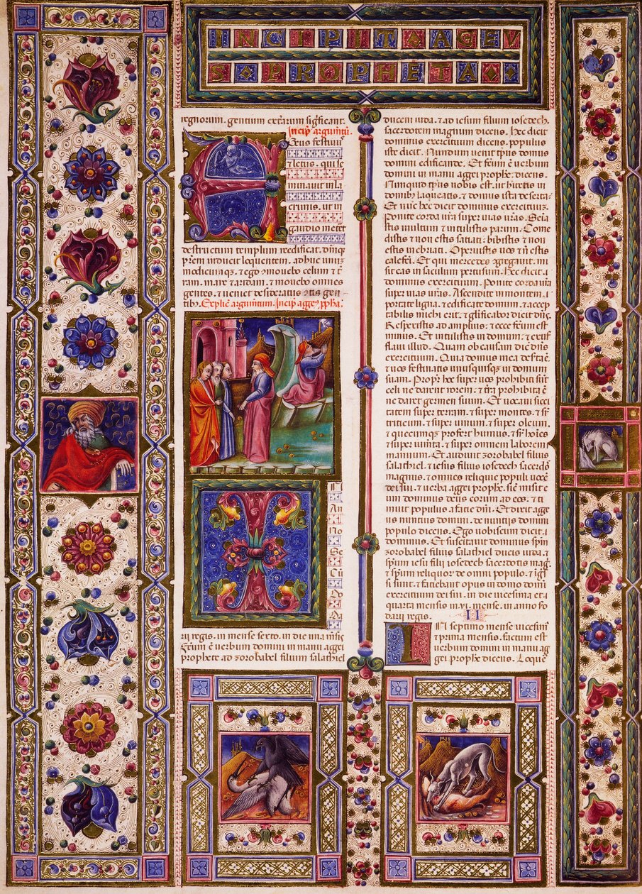 Incipit del Libro de Nahúm, del Volumen II de la Biblia de Borso d