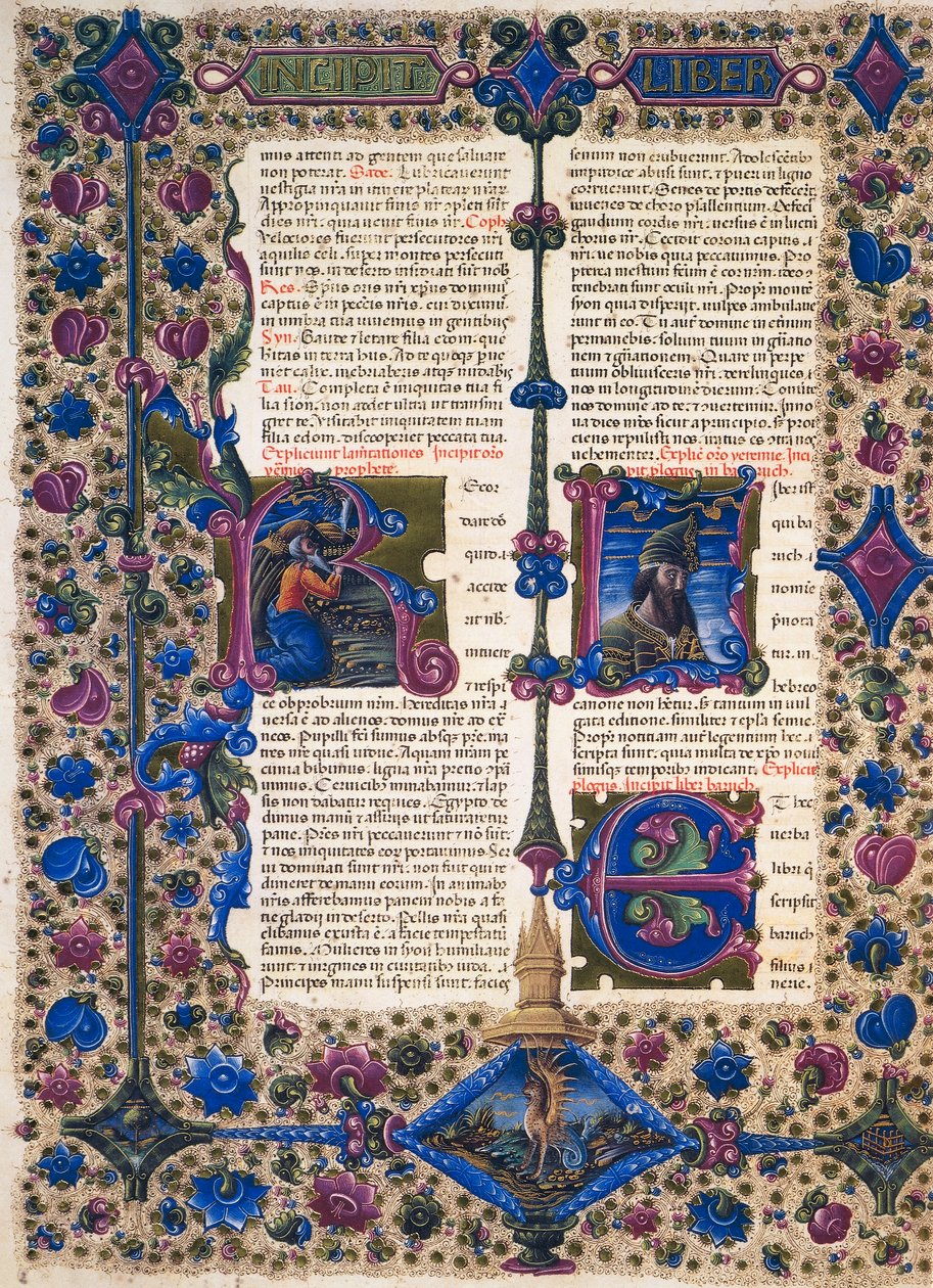Incipit del Libro del Profeta Baruc, del Volumen II de la Biblia de Borso d