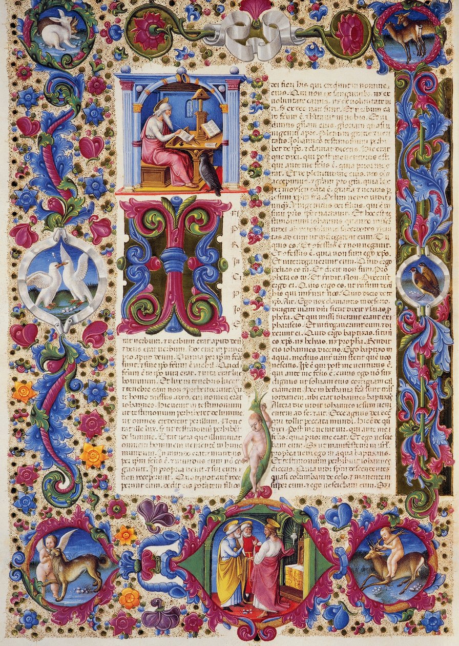 Incipit del Evangelio según Juan, del Volumen II de la Biblia de Borso d