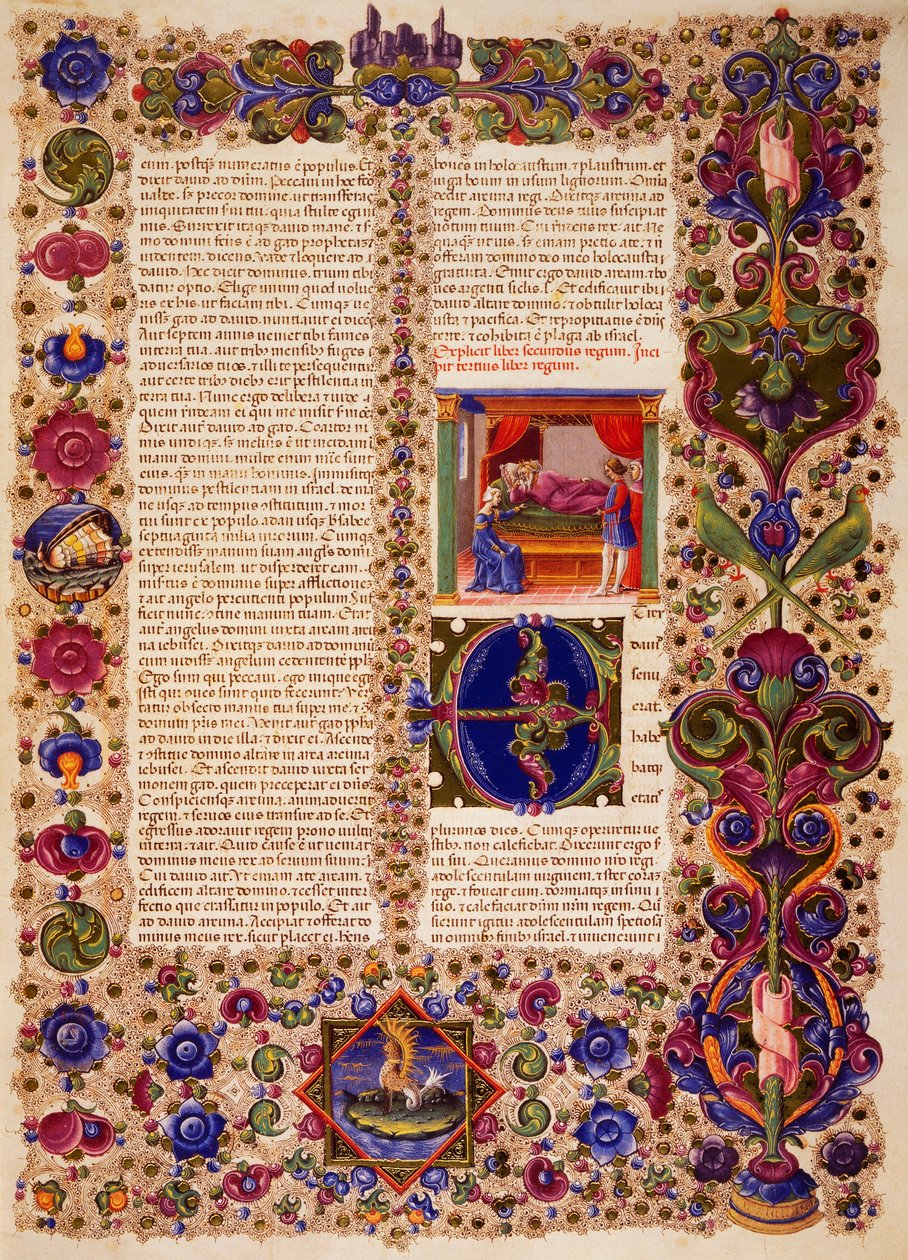 Incipit del primer Libro de los Reyes, del Volumen I de la Biblia de Borso d