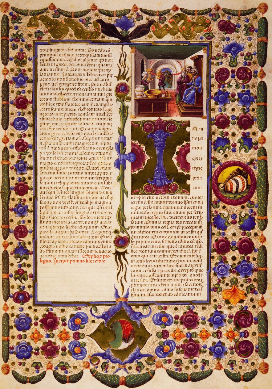 El final del Prólogo e Incipit del Libro del Éxodo, del Volumen I de la Biblia de Borso d
