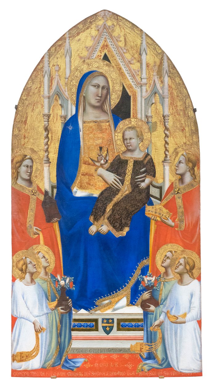 Virgen con el Niño entronizada con Santa María Magdalena, Santa Catalina de Alejandría y ángeles de Taddeo Gaddi