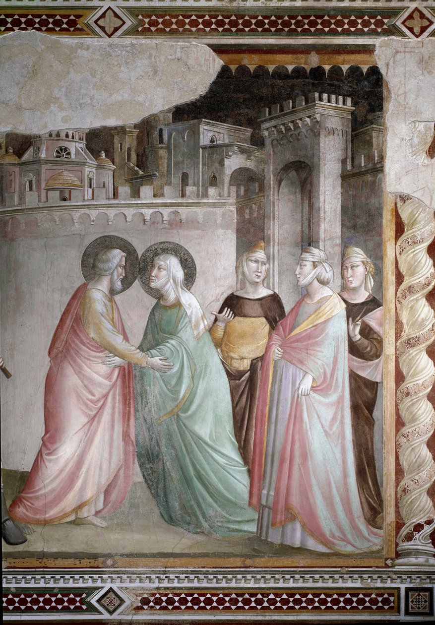 El encuentro de Ana y Joaquín en la Puerta Dorada (detalle) de Taddeo Gaddi