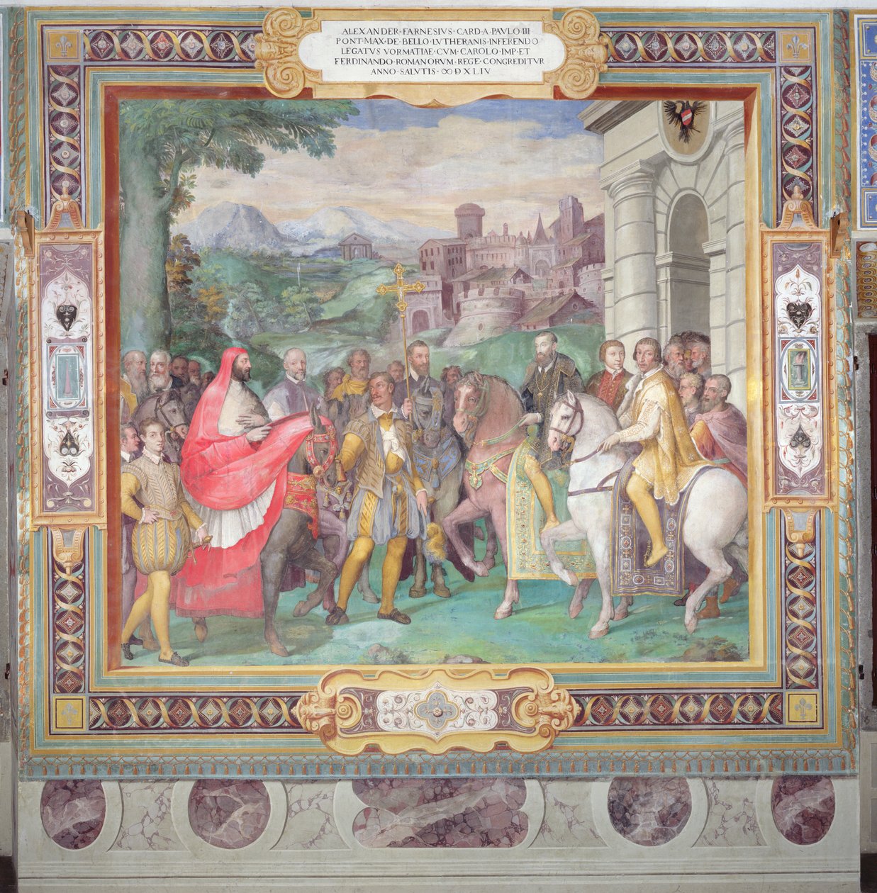 Carlos V (1500-58) con Alessandro Farnese (1546-92) en Worms, de la 