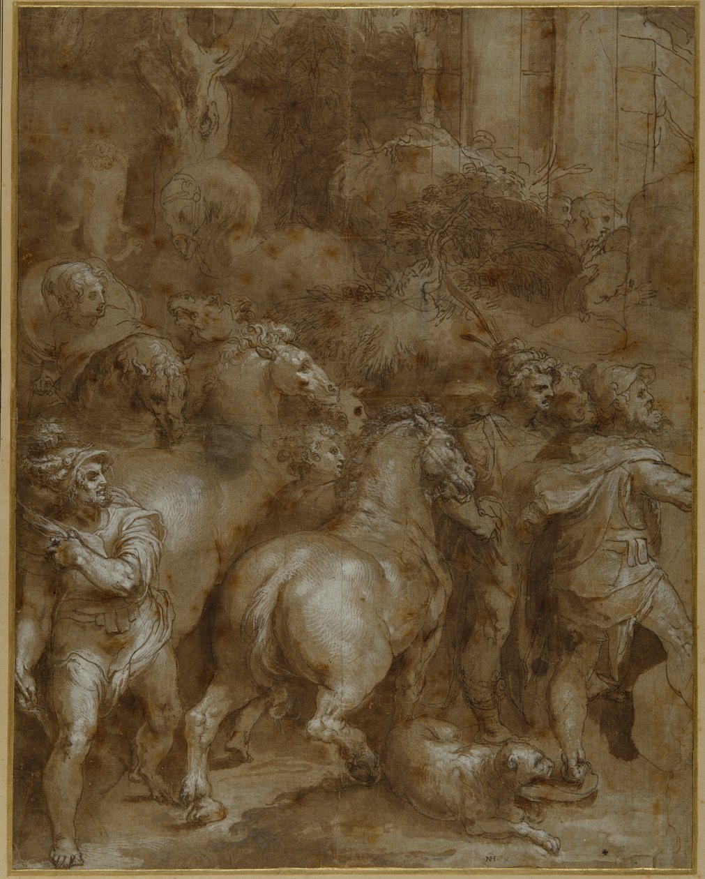Caballos y hombres, mirando a la derecha de Taddeo Zuccaro