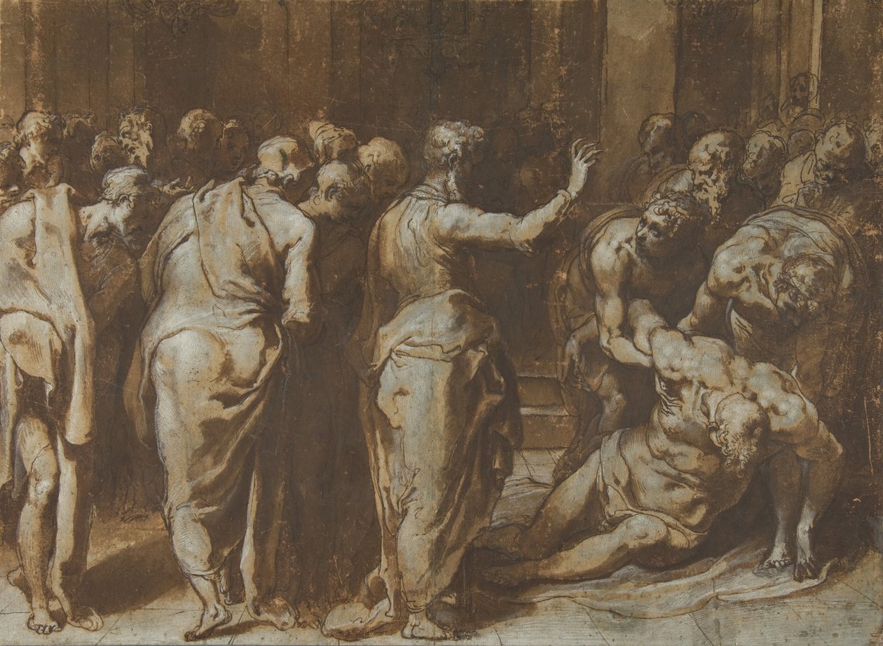 San Pablo restaurando a Eutico a la vida, 1529-66 de Taddeo Zuccaro