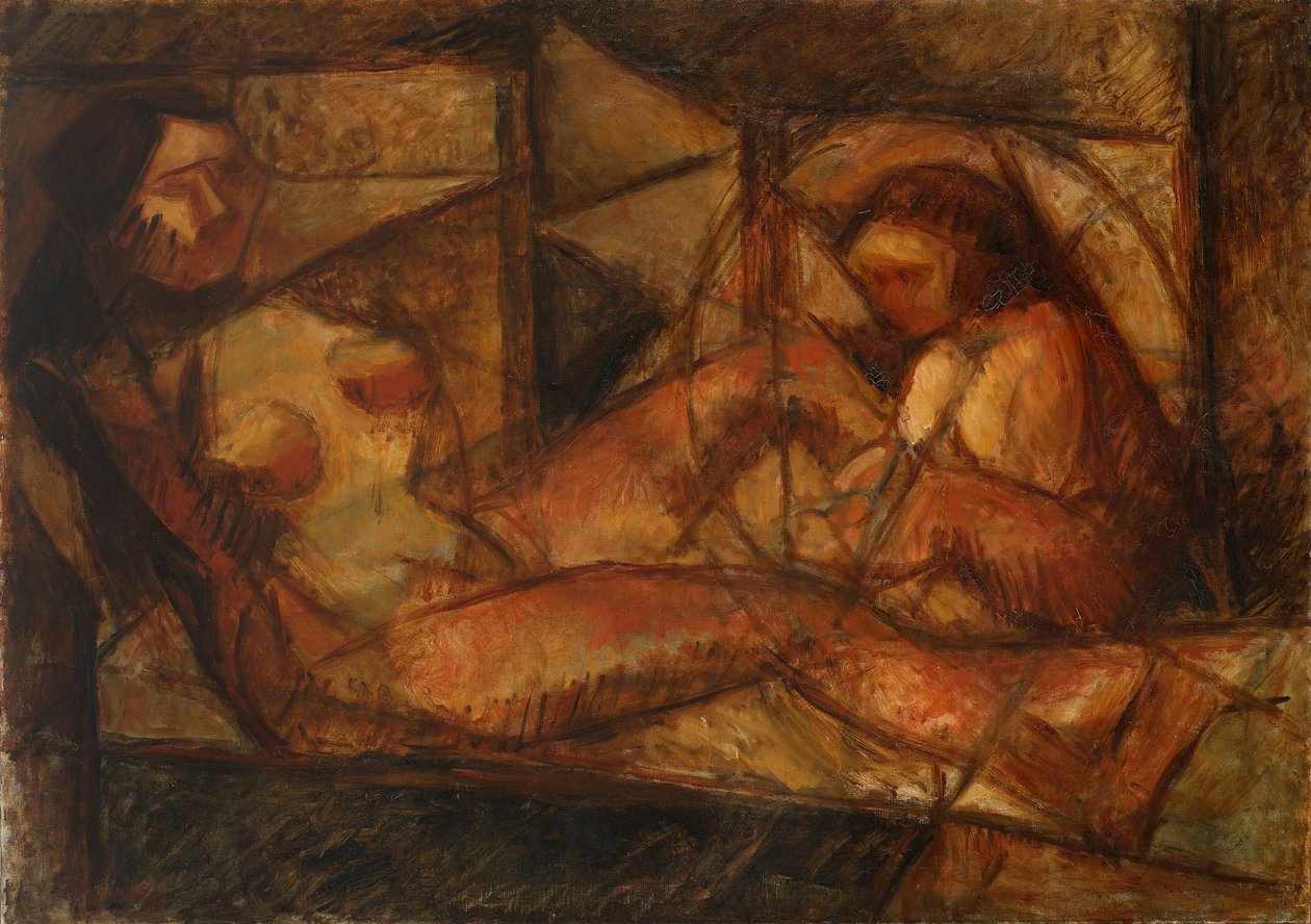 Dos desnudos femeninos cubistas de Tadeusz Makowski